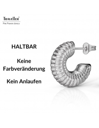 Traveller Creolen - Silberfarben - 3/4 Ring - Gerieben - Edelstahl - 18 x 6 mm - 181278