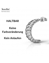 Traveller Creolen - Silberfarben - 2/3 Ring - Gerieben - Edelstahl - 21 x 7 mm - 181280