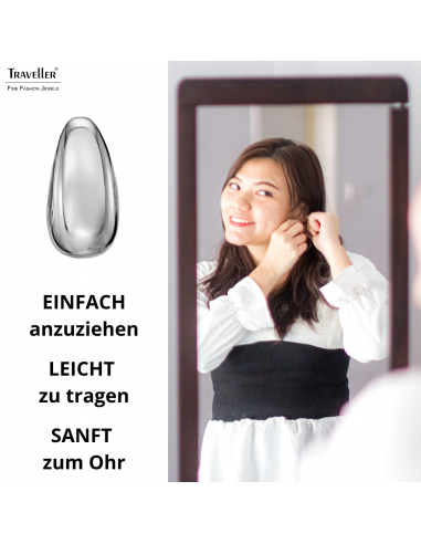 Traveller Ohrstecker - Silbefarben - Tropfen / Halbmond - Palladiniert - 17 x 8 mm - 181282
