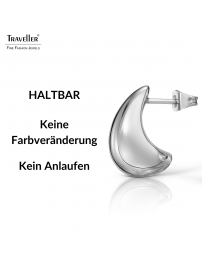 Traveller Ohrstecker - Silbefarben - Tropfen / Halbmond - Palladiniert - 17 x 8 mm - 181282