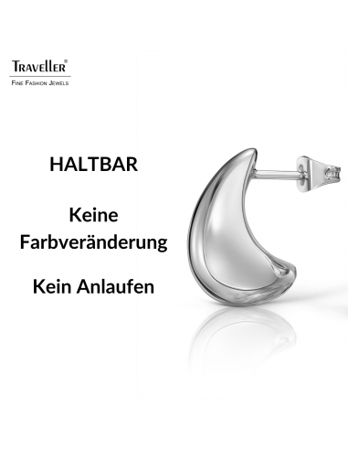 Traveller Ohrstecker - Silbefarben - Tropfen / Halbmond - Palladiniert - 17 x 8 mm - 181282
