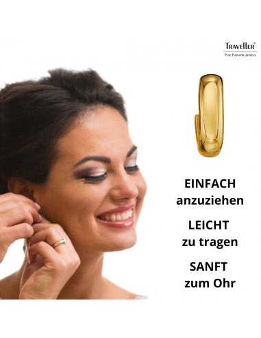 Traveller Creolen - Vergoldet - 2/3 Ring - Abgerundetes Quadrat - Edelstahl - 22 x 6 mm - 181283