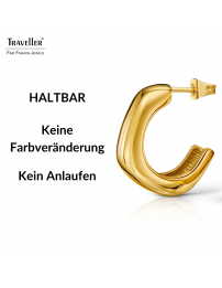 Traveller Creolen - Vergoldet - 2/3 Ring - Abgerundetes Quadrat - Edelstahl - 22 x 6 mm - 181283