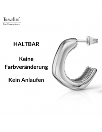 Traveller Creolen - Silberfarben - 2/3 Ring - Abgerundetes Quadrat - Edelstahl - 22 x 6 mm - 181284