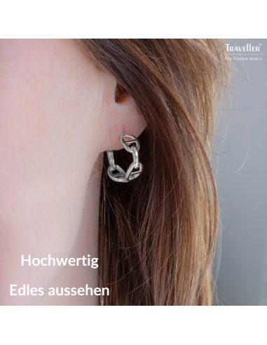 Traveller Creolen - Silberfarben - 3/4 Ring - Theta - Palladiniert - 18 x 7 mm - 181286