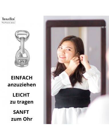 Traveller Creolen - Silberfarben - 3/4 Ring - Theta - Palladiniert - 18 x 7 mm - 181286