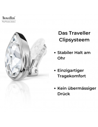 Traveller Ohrclips - Silberfarben - Kristalle - Tropfen - Platiniert - 15 x 11 mm - 157655