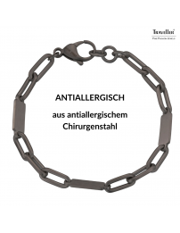 Traveller Armband - Herren - Edelstahl - Schwarz - Matt - Glieder - Geöffnet und Geschlossen - 22 cm - 181245