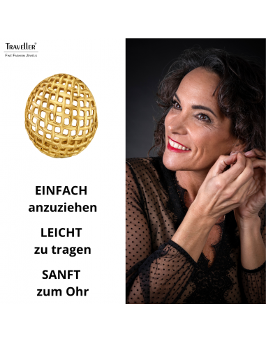 Traveller Ohrstecker - Vergoldet - Kugelgitter - Edelstahl - 23 x 20 mm - 181290