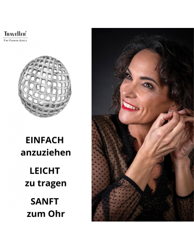 Traveller Ohrstecker - Silberfarben - Kugelgitter - Edelstahl - 23 x 20 mm - 181291