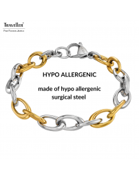 Traveller Bracelet - Bicolour - Gold & Silver- Oval Links - Stainless Steel & Gold Plated Stainless Steel - 21 cm - 181265