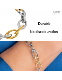 Traveller Bracelet - Bicolour - Gold & Silver- Oval Links - Stainless Steel & Gold Plated Stainless Steel - 21 cm - 181265