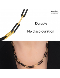 Traveller Necklace - Bicolour - Gold & Black - Links - Stainless Steel - Gold Plated - 47 cm - 181266