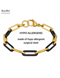 Traveller Bracelet - Bicolour - Gold & Black - Links - Stainless Steel - Gold Plated - 21 cm - 181267