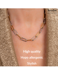 Traveller Necklace - Bicolour - Gold & Silver - Links - Stainless Steel - Gold Plated - 46 cm - 181272