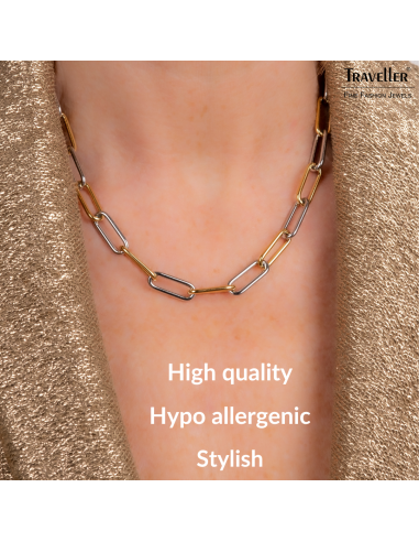 Traveller Necklace - Bicolour - Gold & Silver - Links - Stainless Steel - Gold Plated - 46 cm - 181272