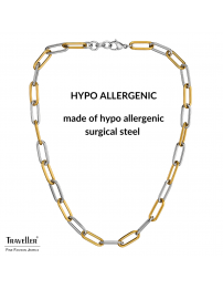 Traveller Necklace - Bicolour - Gold & Silver - Links - Stainless Steel - Gold Plated - 46 cm - 181272