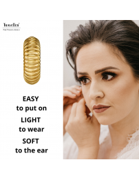 Traveller Earrings - Hoop Earrings - Gold Plated - 3/4 Hoop - Ribbed - Stainless Steel - 18 x 6 mm - 181277