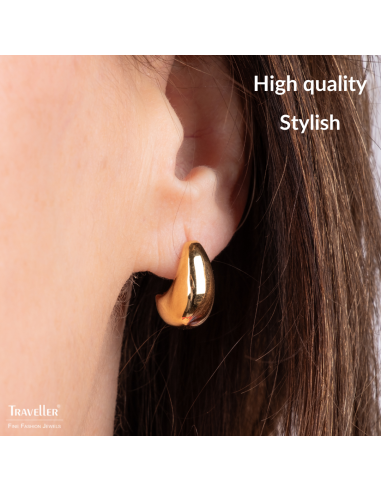 Traveller Earrings - Gold Plated - Drop / Half Moon - 17 x 8 mm - 181281