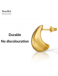 Traveller Earrings - Gold Plated - Drop / Half Moon - 17 x 8 mm - 181281