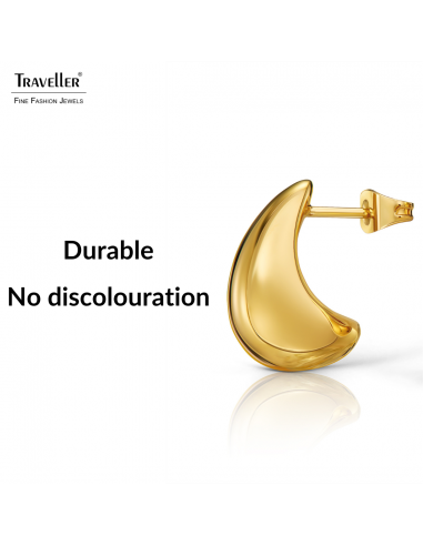 Traveller Earrings - Gold Plated - Drop / Half Moon - 17 x 8 mm - 181281