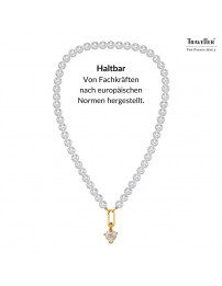 Traveller Perl-Collier mit Anhänger - Perlen - 8 mm - Weiss - Kristall - 12 mm - Herz - 45 cm - 22ct Vergoldet - 114312  