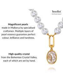 Traveller Pearl Necklace with Pendant - Pearls - 10 mm - White - Crystal - Oval - 45 cm - 22ct Gold Plated - 114320