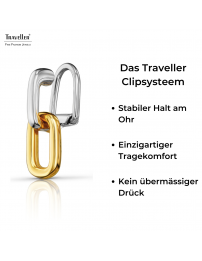 Traveller Ohrclips - Hänger - Bicolor - Glieder - 22kt Vergoldet und Platiniert - 23 x 7 mm - 157665