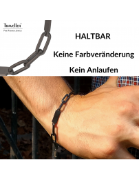 Traveller Armband - Herren - Edelstahl - Schwarz - Matt - Glieder - Geöffnet und Geschlossen - 22 cm - 181245