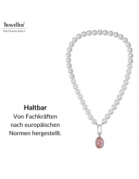 Traveller Perlenkette mit Anhänger - Perlen - 10mm - Weiß - Kristall - Rosa - Oval - 45cm - Platiniert - 114328