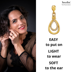 Traveller Clip-on Earrings - Drop Earrings - 22ct Gold Plated - Crystals - Design - 35x15 mm - 157736