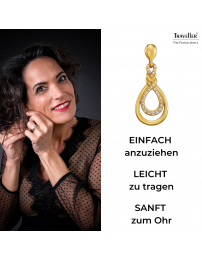 Traveller Ohrclips - Hänger - 22kt Vergoldet - Kristalle - Design - 35x15 mm - 157736