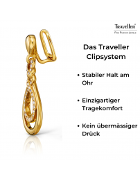 Traveller Ohrclips - Hänger - 22kt Vergoldet - Kristalle - Design - 35x15 mm - 157736