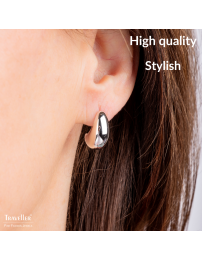 Traveller Earrings - Silver Coloured - Drop / Half Moon - Palladium Plated - 17 x 8 mm - 181282 