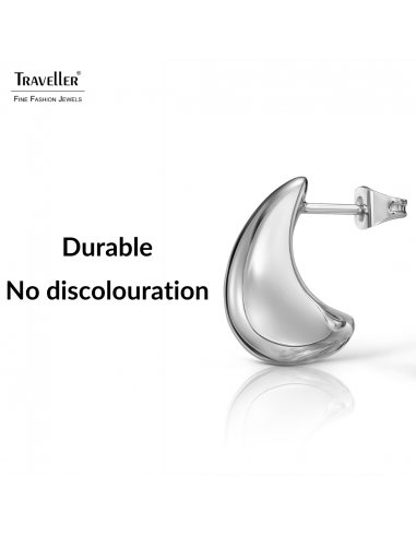 Traveller Earrings - Silver Coloured - Drop / Half Moon - Palladium Plated - 17 x 8 mm - 181282 