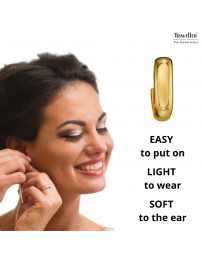 Traveller Earrings - Hoop Earrings - Gold Plated - 2/3 Hoop - Rounded Square - Stainless Steel - 22 x 6 mm - 181283