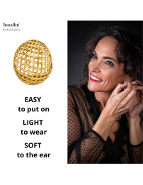 Traveller Earrings - Gold Plated - Rounded Grid - Stainless Steel - 23 x 20 mm - 181290