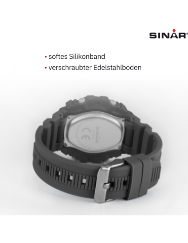 Sinar Uhr - Digital - Schwarz / Grau - 10 Bar wasserdicht - Ø 40 mm - Verstellbares Armband (14-19.5 cm) - XE-69-1