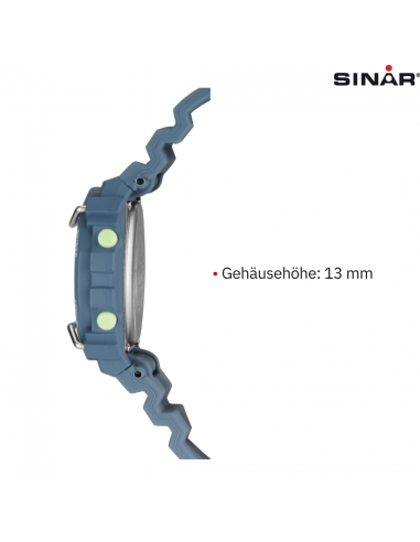 Sinar Uhr - Digital - Hellblau - 10 Bar wasserdicht - Ø 40 mm - Verstellbares Armband (14-19.5 cm) - XE-69-5