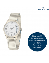 ATRIUM Watch - Women - Gold Plated -  Flexible Stainless Steel Stretch Band (18cm) - 5 Bar - Clear - Quartz - A48-60