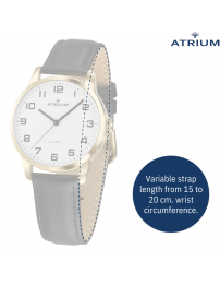 ATRIUM Watch - Ladies - Gold Coloured - Black Leather - Clear Dial - 27 mm - A37-20