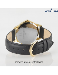 ATRIUM Watch - Ladies - Gold Coloured - Black Leather - Clear Dial - 27 mm - A37-20