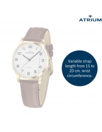 ATRIUM Watch - Ladies - Analogue - Gold Coloured - Brown Leather Strap - Clear Dial - 27 mm - A37-27