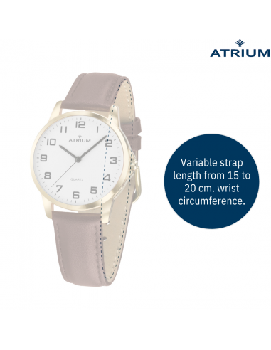ATRIUM Watch - Ladies - Analogue - Gold Coloured - Brown Leather Strap - Clear Dial - 27 mm - A37-27