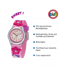 Jacques Farel Kinderuhr - Einhorn & Stern - Pink/Lila/Blau - Analog - 3 Bar - Verstellbares Band 12-17cm - HCC3134