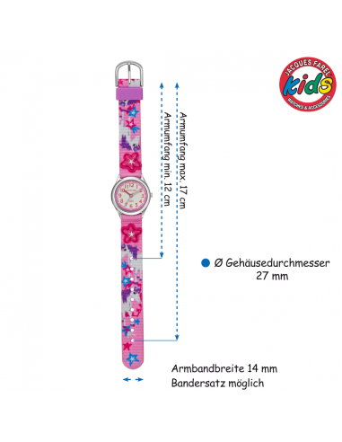 Jacques Farel Kinderuhr - Einhorn & Stern - Pink/Lila/Blau - Analog - 3 Bar - Verstellbares Band 12-17cm - HCC3134