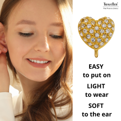 Traveller Clip-on Earrings - 22ct Gold Plated - Heart - Crystals - 11x10 mm - 157796
