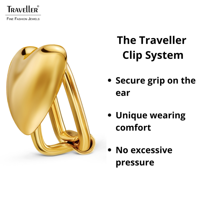 Traveller Clip-on Earrings - 22ct Gold Plated - Heart - 11x10 mm - 157794