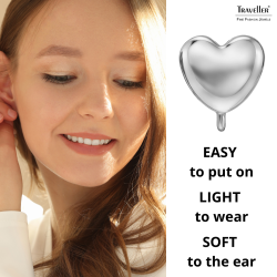 Traveller Clip-on Earrings - Silver Coloured - Heart - Platinum Plated - 11x10 mm - 157795