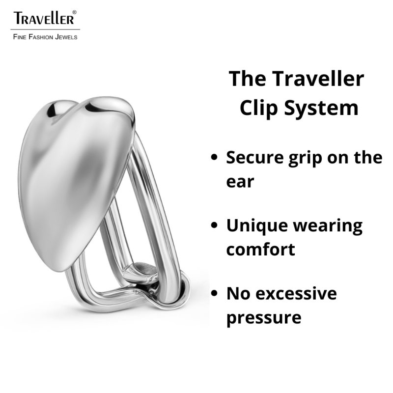 Traveller Clip-on Earrings - Silver Coloured - Heart - Platinum Plated - 11x10 mm - 157795